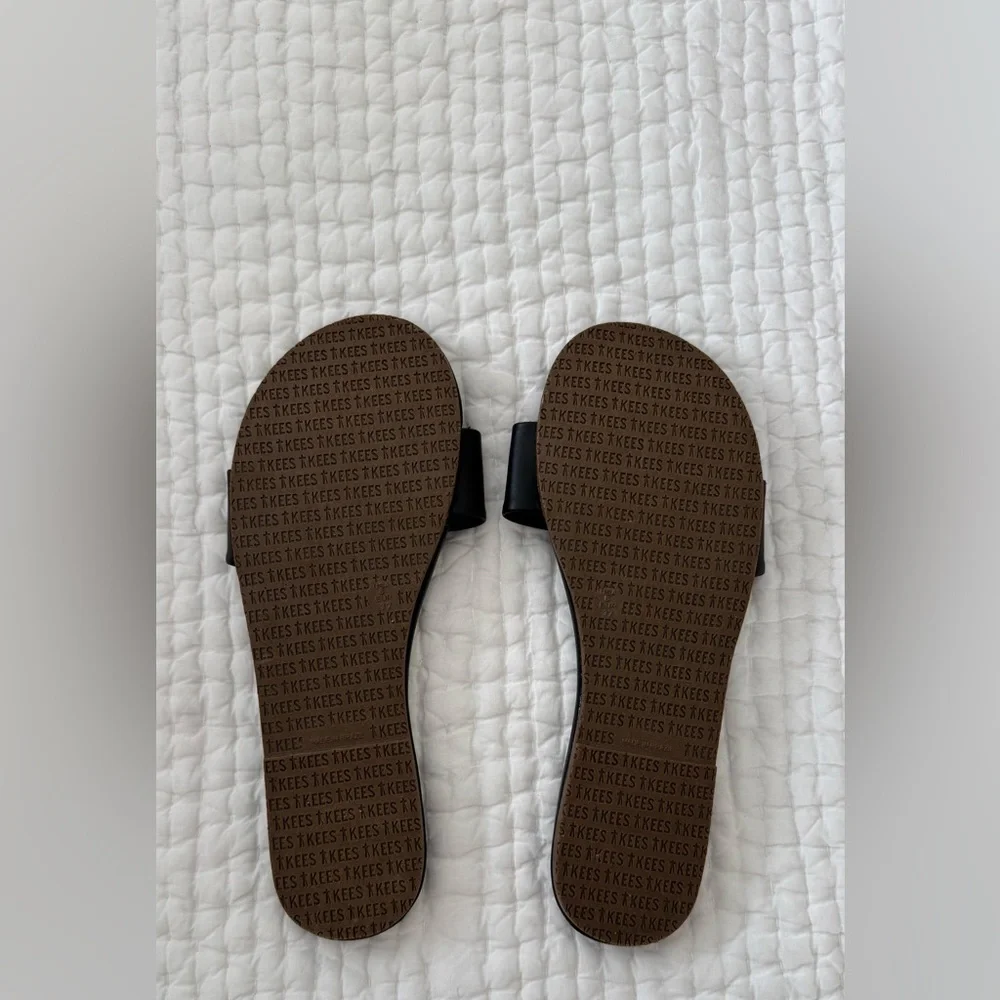 TKEES Black Leather Slide Sandals for Women - 6 New without box - Picture 2 of 2